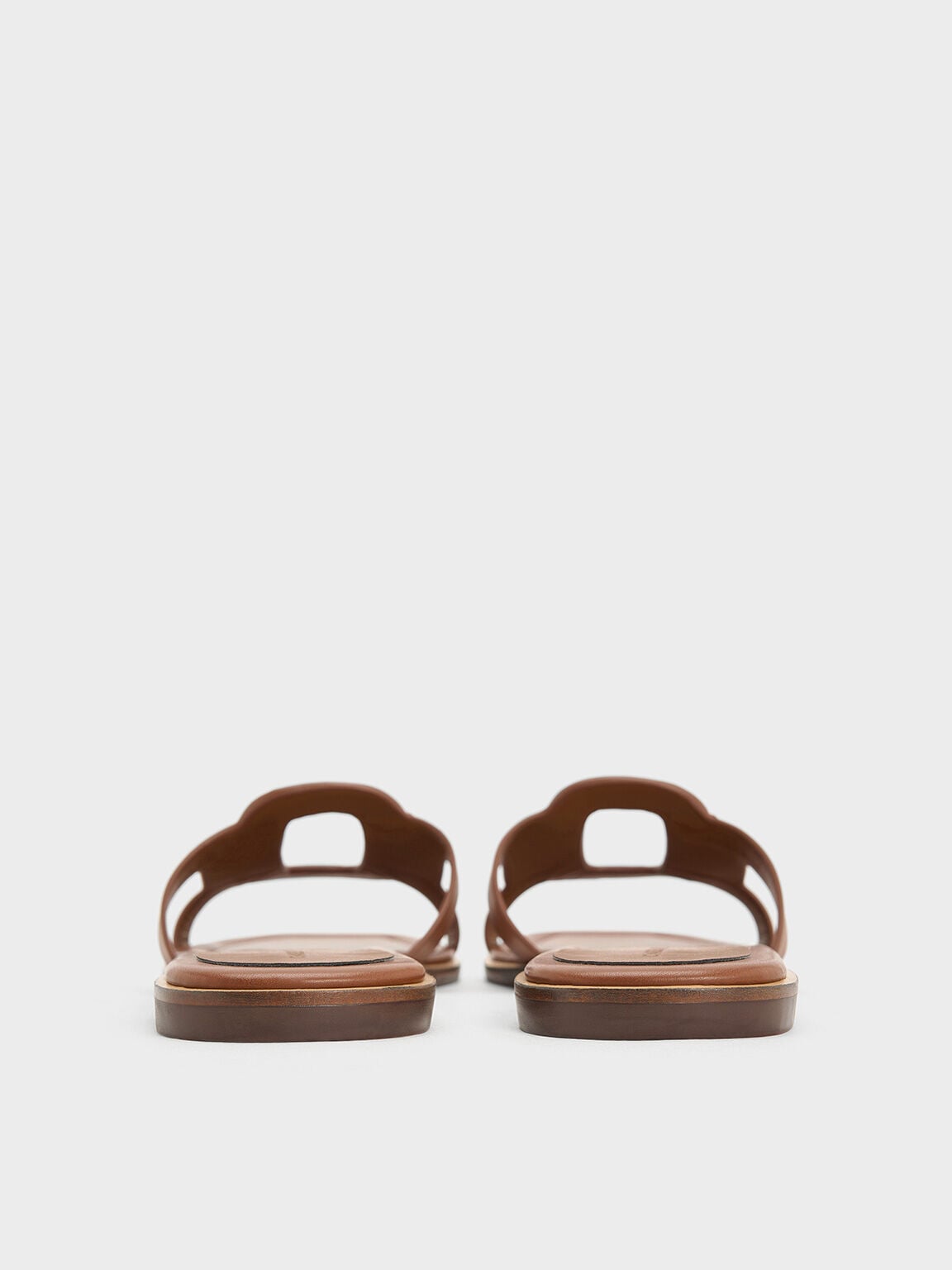 CHARLES & KEITH Trusted / Easley Cut-Out Slide Sandals - Caramel