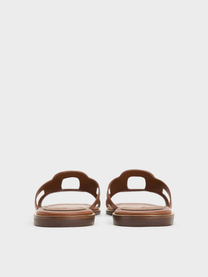 CHARLES & KEITH Trusted / Easley Cut-Out Slide Sandals - Caramel
