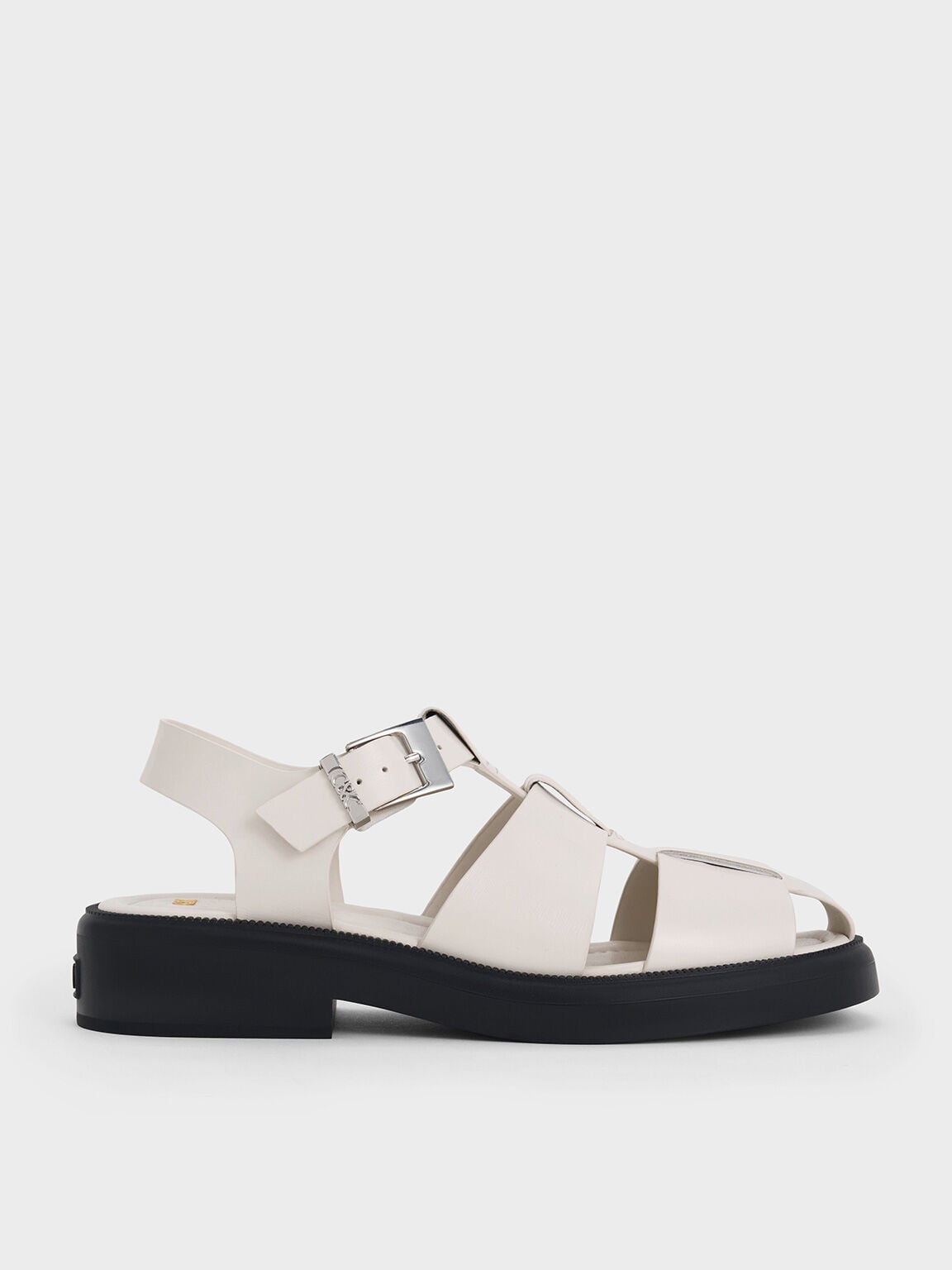 CHARLES & KEITH Great Value / Leather Caged Sandals - Chalk