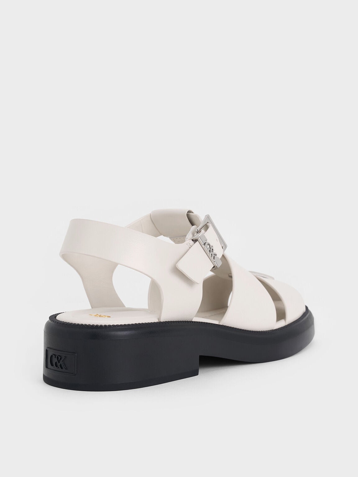 CHARLES & KEITH Great Value / Leather Caged Sandals - Chalk