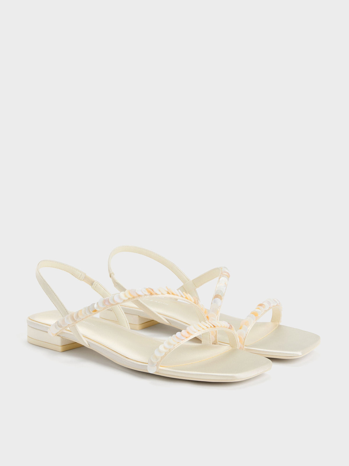 CHARLES & KEITH Sale / Briella Sequinned Strappy Sandals - Cream