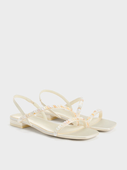 CHARLES & KEITH Sale / Briella Sequinned Strappy Sandals - Cream