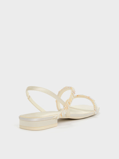 CHARLES & KEITH Sale / Briella Sequinned Strappy Sandals - Cream