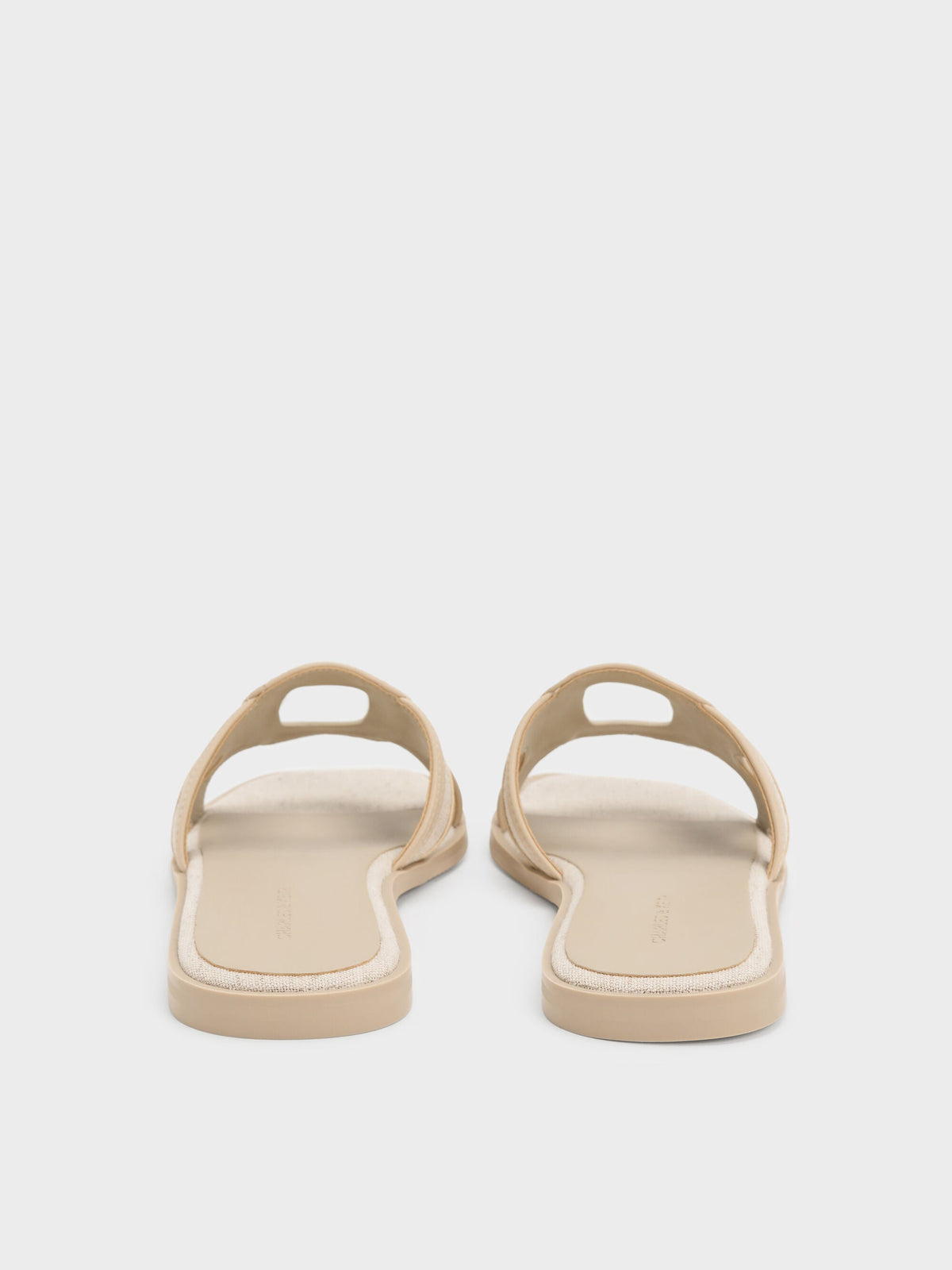 CHARLES & KEITH Premium / Easley Linen Cut-Out Slide Sandals - Taupe