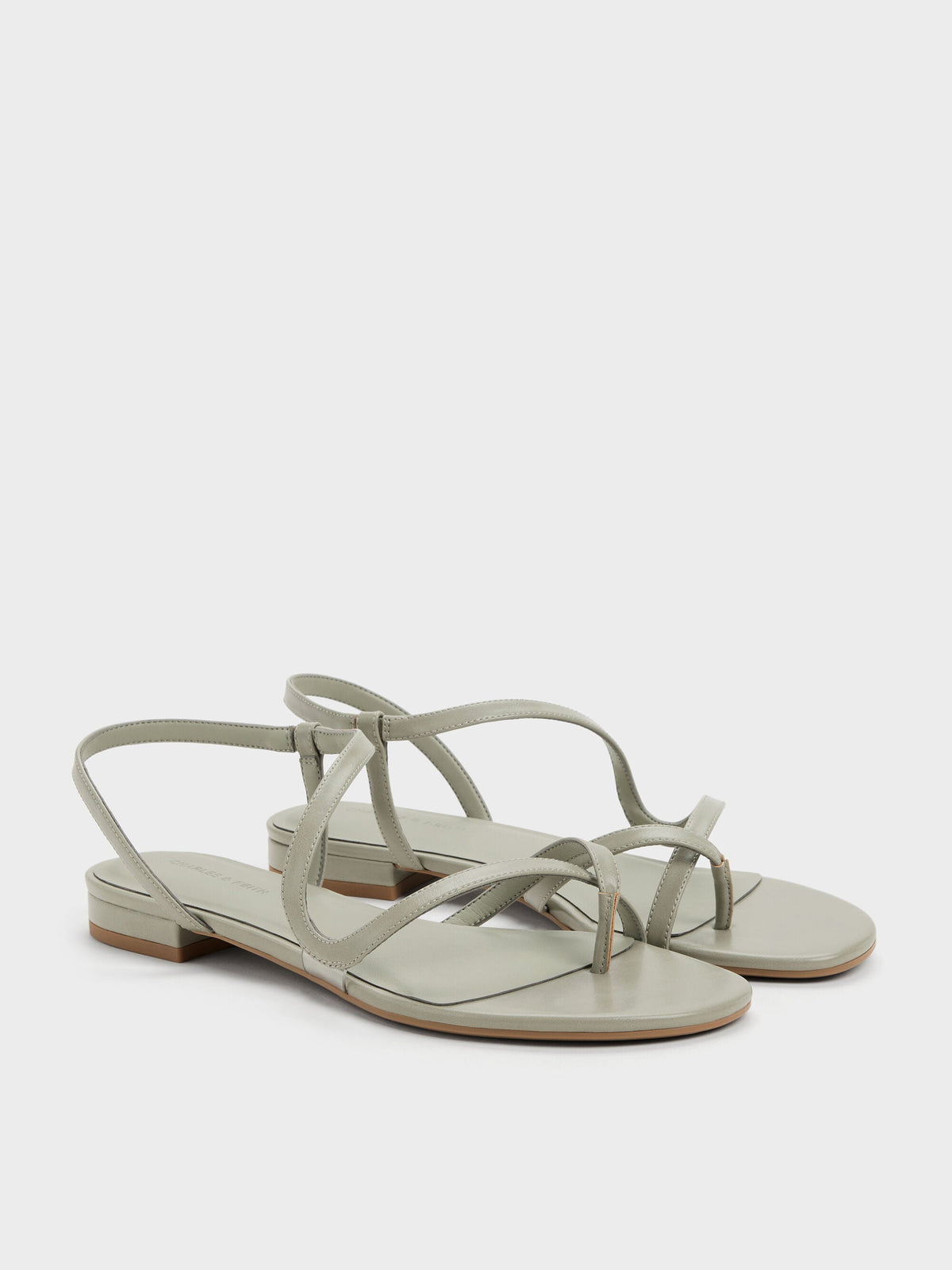 CHARLES & KEITH Customer Favorite / Arden Wavy Toe-Ring Sandals - Mint Green