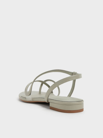CHARLES & KEITH Customer Favorite / Arden Wavy Toe-Ring Sandals - Mint Green