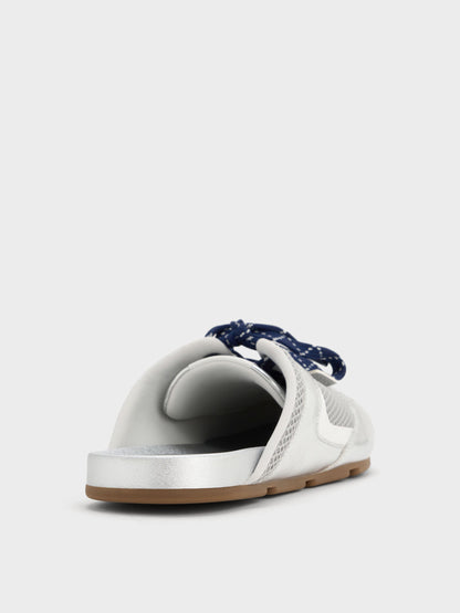 CHARLES & KEITH Great Value / Metallic Mesh Lace-Up Sneaker Mules - Silver