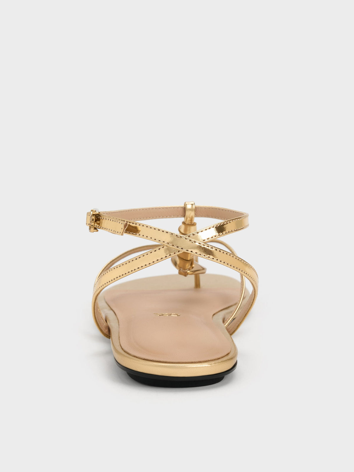 CHARLES & KEITH Everyday / Adema Metallic Leather Strappy Thong Sandals - Gold