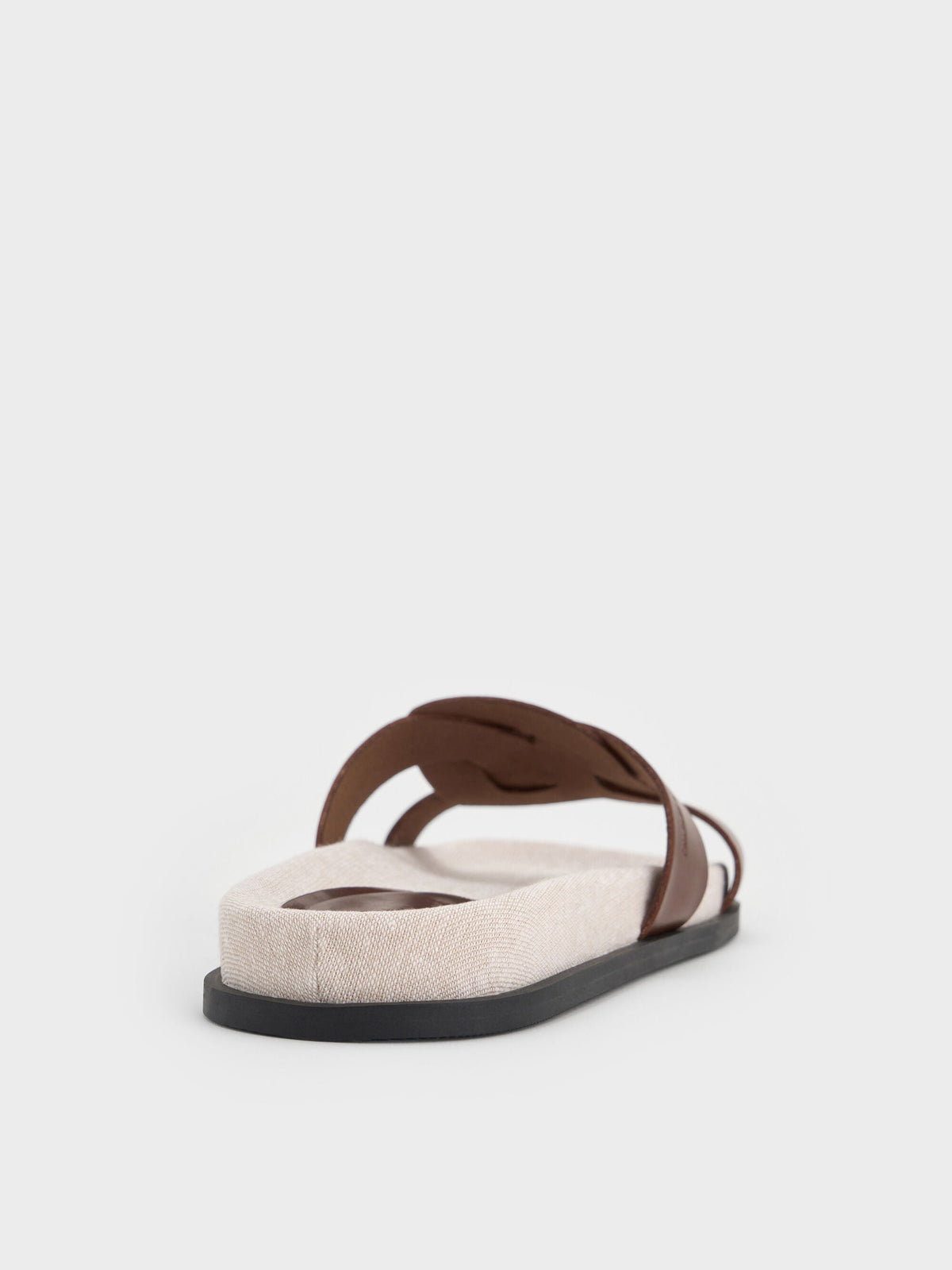 CHARLES & KEITH Value / Fannie Linen Interwoven Slide Sandals - Dark Brown
