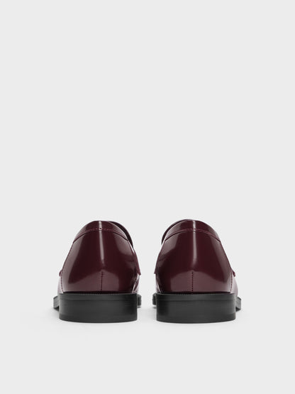 CHARLES & KEITH Essential / Georgina Leather Penny Loafers - Burgundy