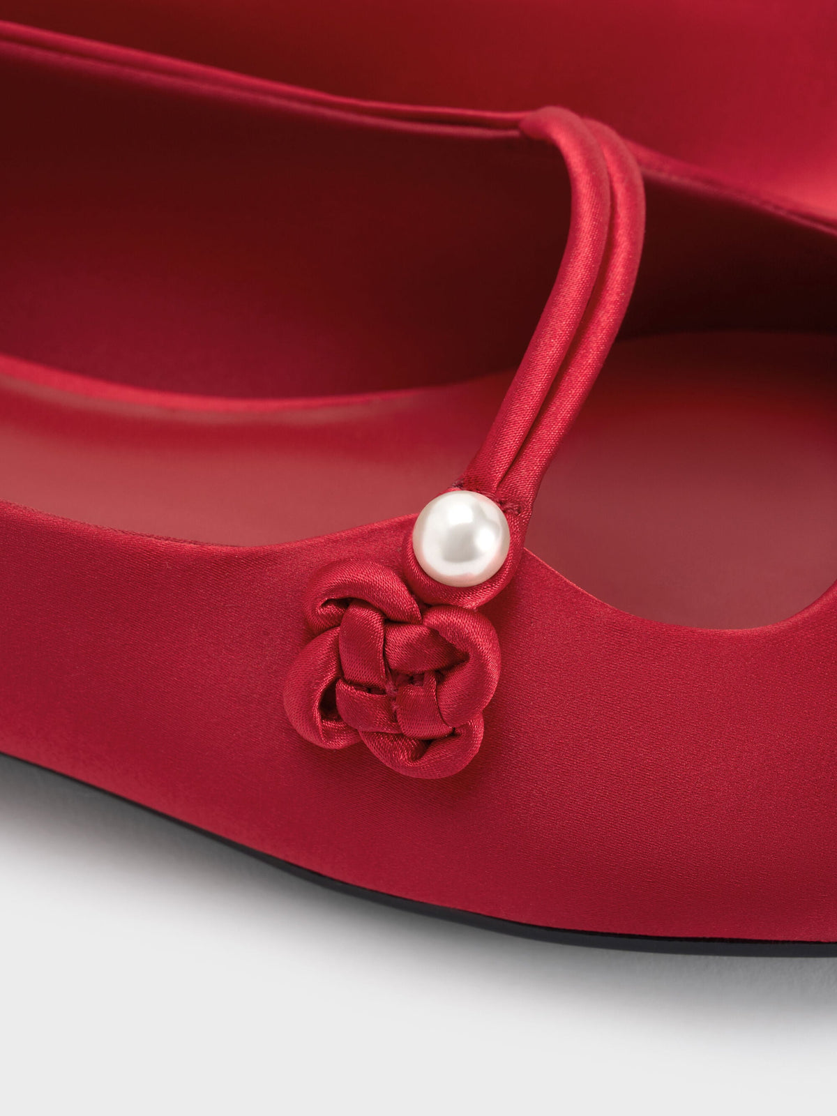 CHARLES & KEITH Premium / Orinda Knot-Pearl Mary Jane Flats - Red