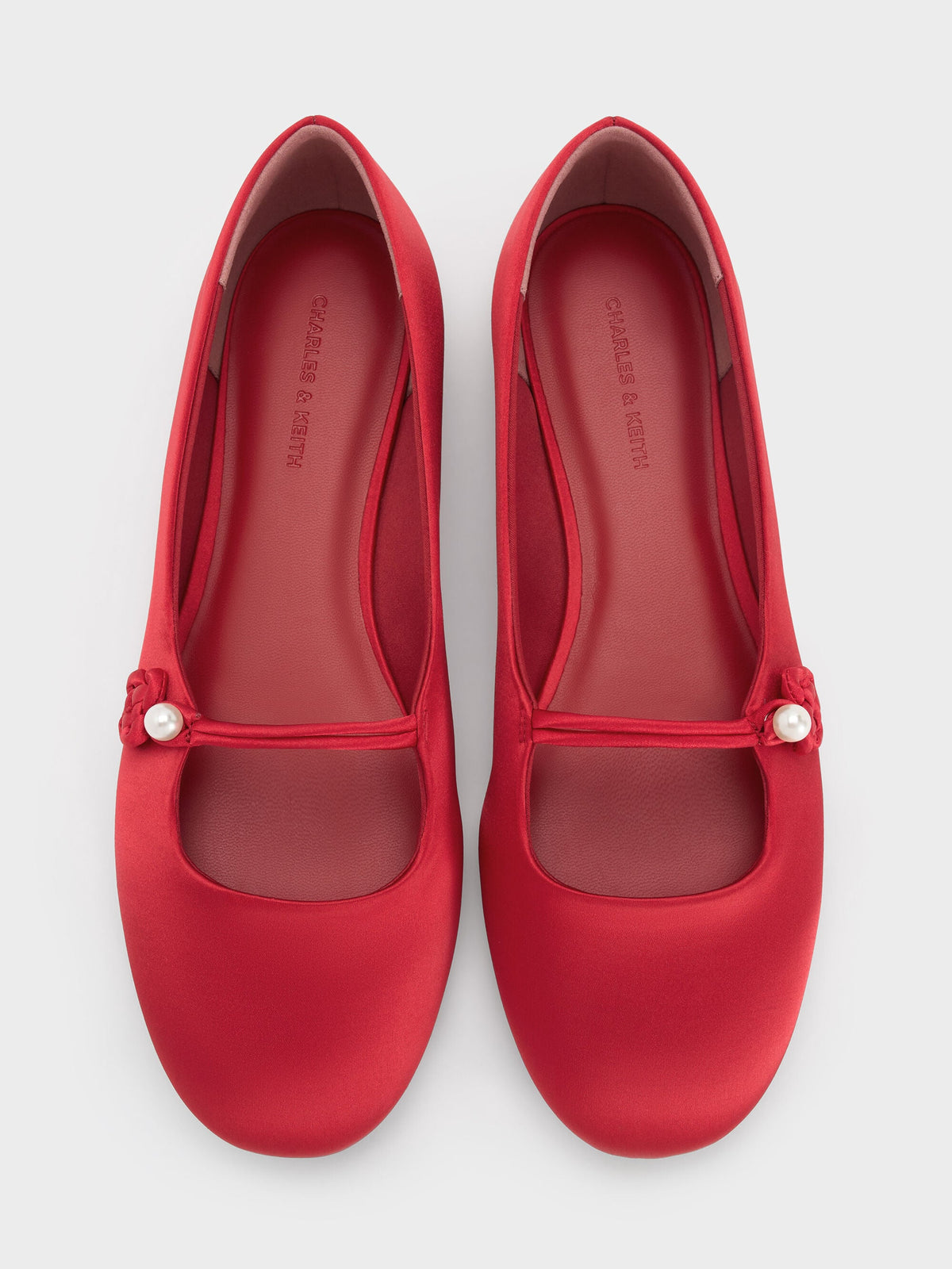CHARLES & KEITH Premium / Orinda Knot-Pearl Mary Jane Flats - Red