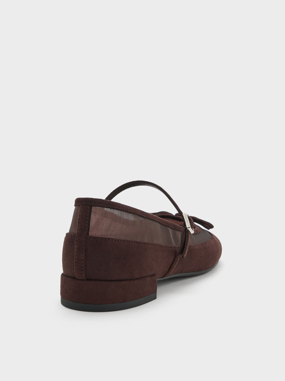 CHARLES & KEITH Quality / Mulligan Faux Suede & Mesh Mary Janes - Dark Brown Textured