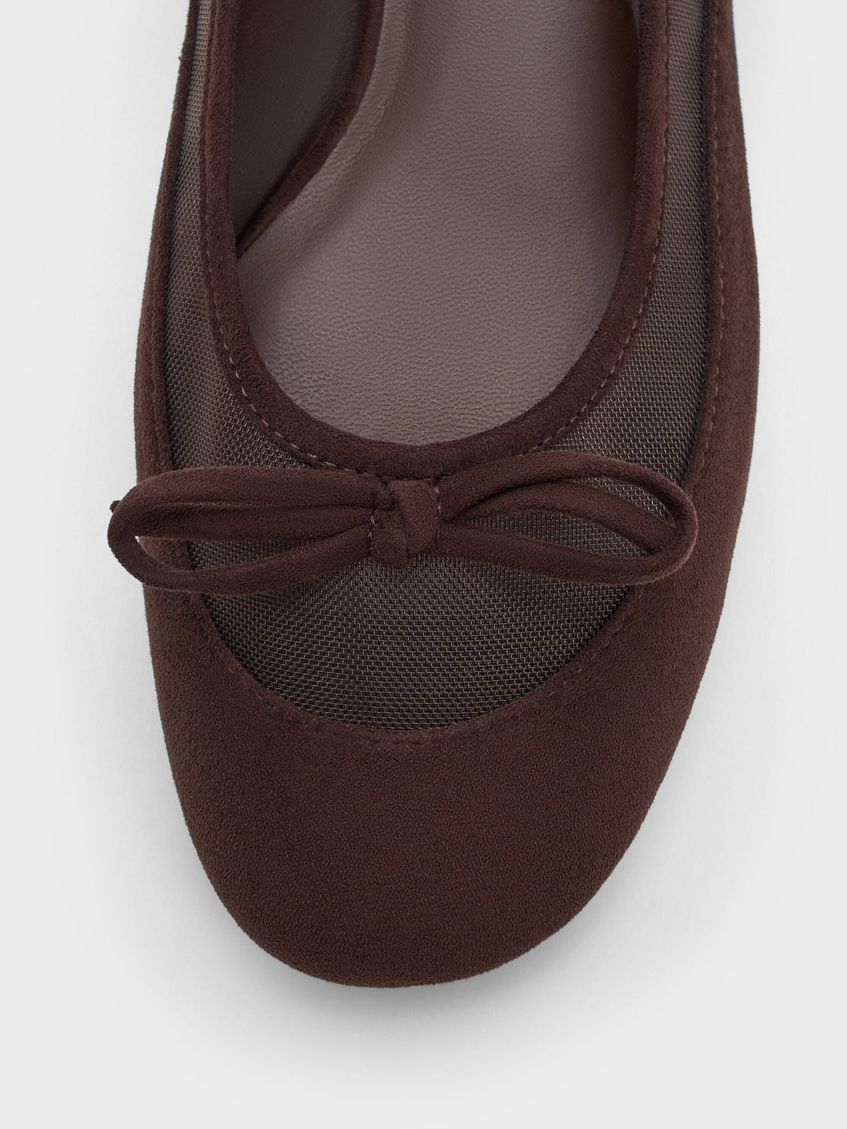 CHARLES & KEITH Quality / Mulligan Faux Suede & Mesh Mary Janes - Dark Brown Textured