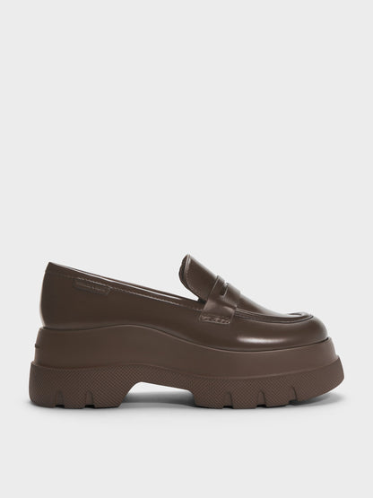 CHARLES & KEITH Featured / Leoi Platform Penny Loafers - Dark Brown