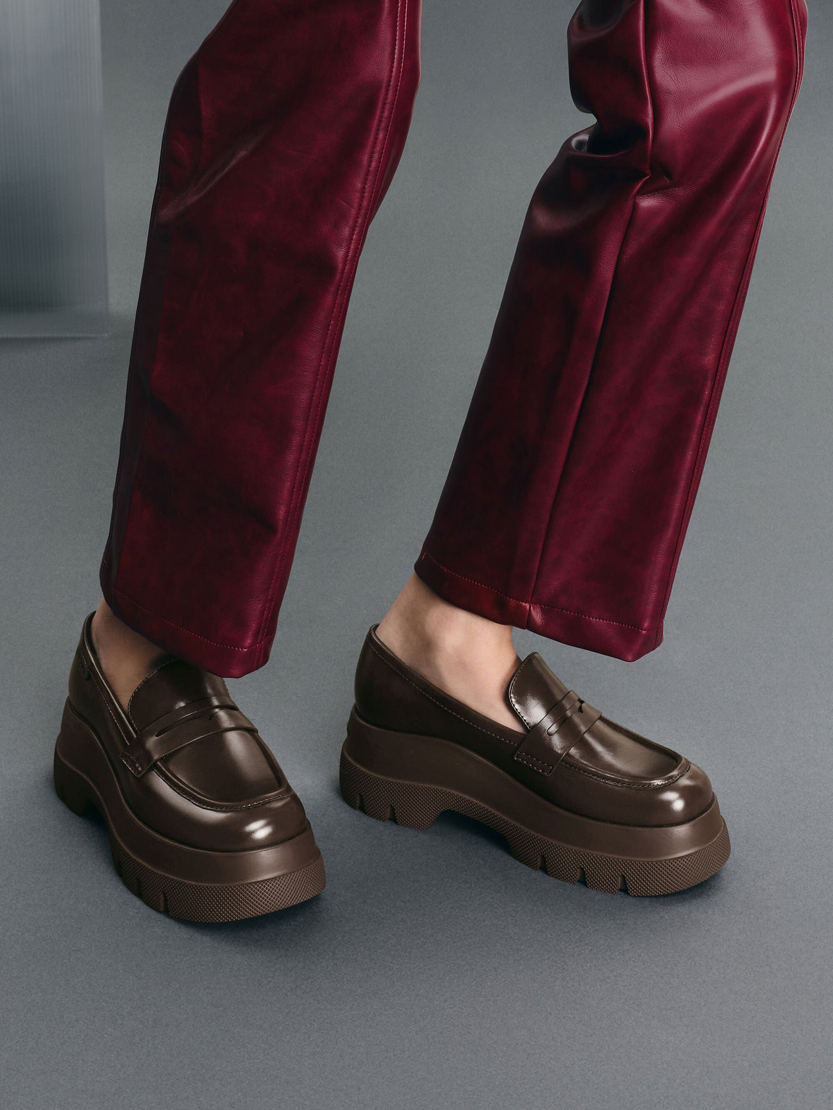 CHARLES & KEITH Featured / Leoi Platform Penny Loafers - Dark Brown