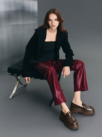 CHARLES & KEITH Featured / Leoi Platform Penny Loafers - Dark Brown