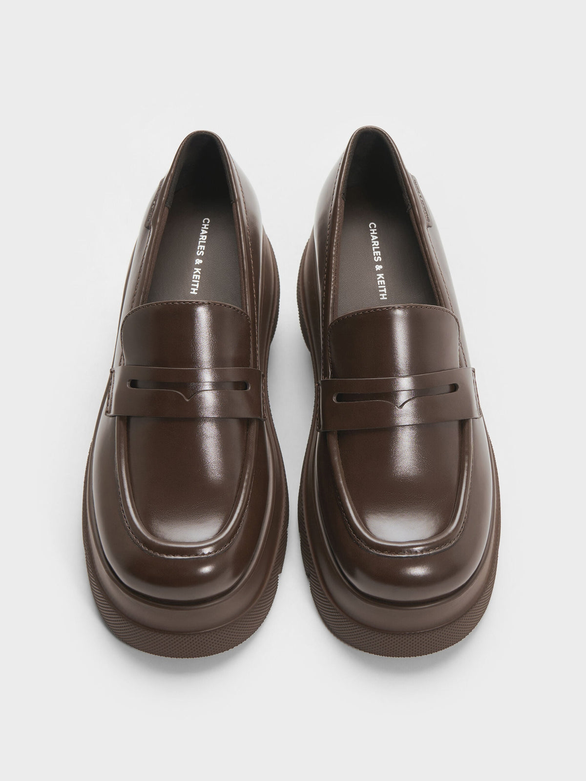 CHARLES & KEITH Featured / Leoi Platform Penny Loafers - Dark Brown