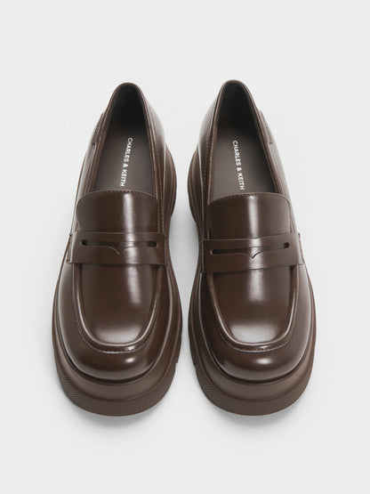 CHARLES & KEITH Featured / Leoi Platform Penny Loafers - Dark Brown