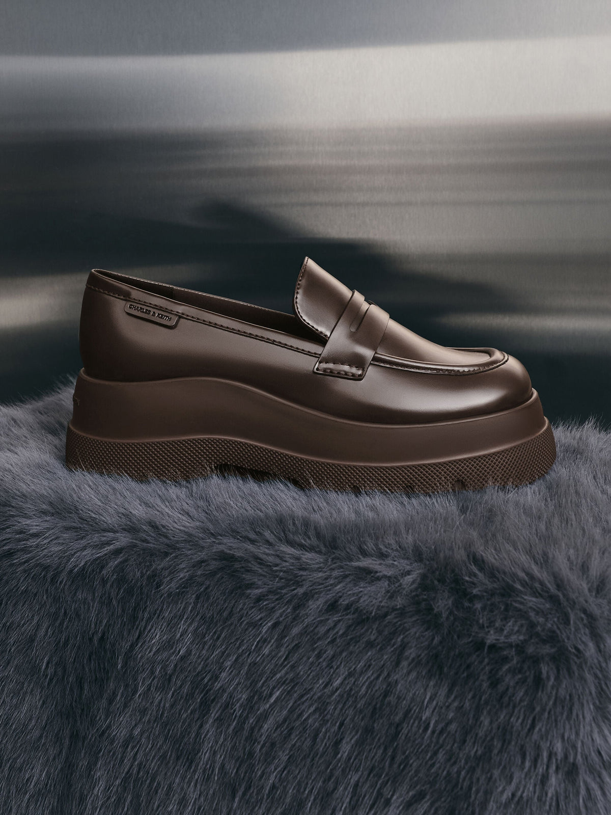 CHARLES & KEITH Featured / Leoi Platform Penny Loafers - Dark Brown