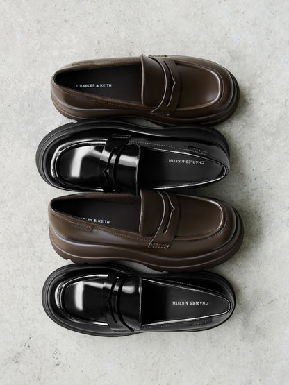 CHARLES & KEITH Featured / Leoi Platform Penny Loafers - Dark Brown