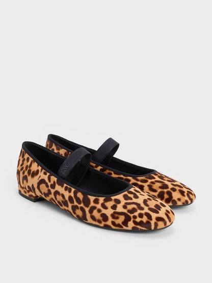 CHARLES & KEITH Exclusive / Leopard-Print Textured Mary Jane Flats - Multi
