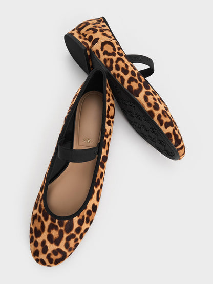 CHARLES & KEITH Exclusive / Leopard-Print Textured Mary Jane Flats - Multi
