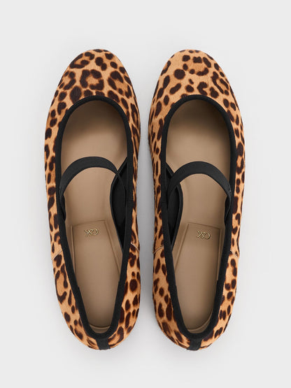 CHARLES & KEITH Exclusive / Leopard-Print Textured Mary Jane Flats - Multi
