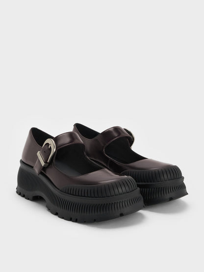 CHARLES & KEITH Recommended / Darra Platform Mary Janes - Burgundy