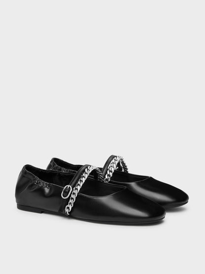 CHARLES & KEITH Customer Favorite / Georgie Chain Mary Jane Flats - Black