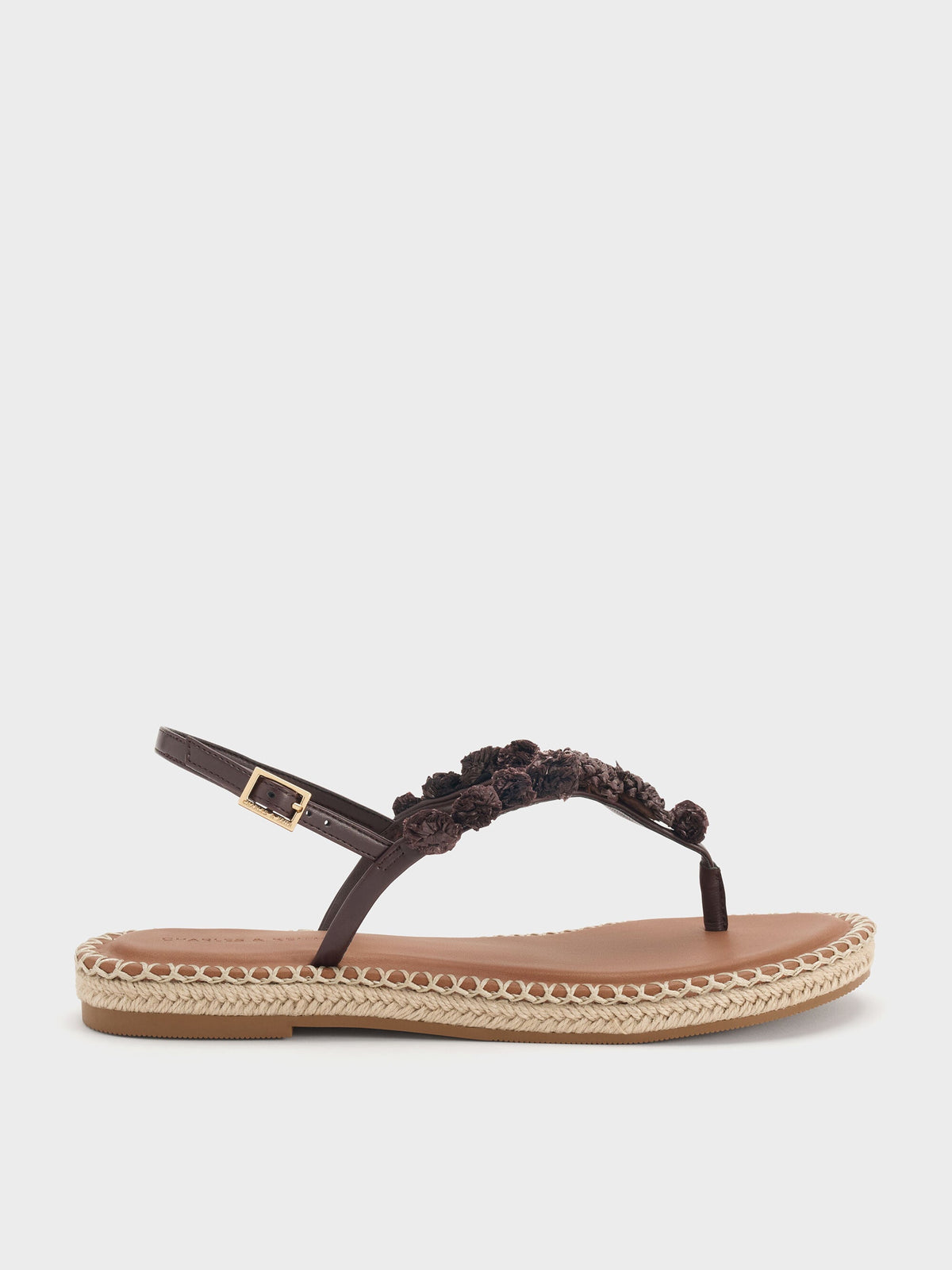 CHARLES & KEITH Trusted / Flower Espadrille Thong Sandals - Dark Brown