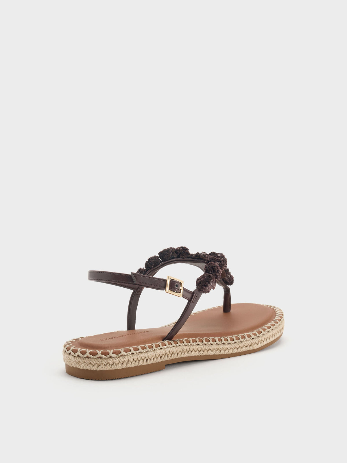 CHARLES & KEITH Trusted / Flower Espadrille Thong Sandals - Dark Brown