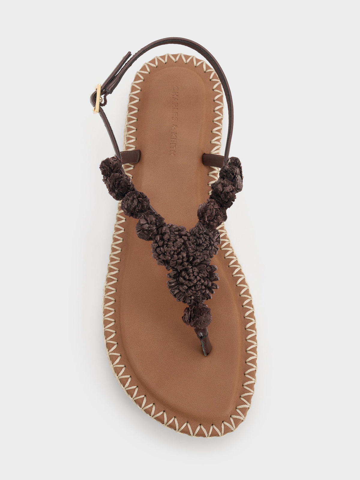 CHARLES & KEITH Trusted / Flower Espadrille Thong Sandals - Dark Brown
