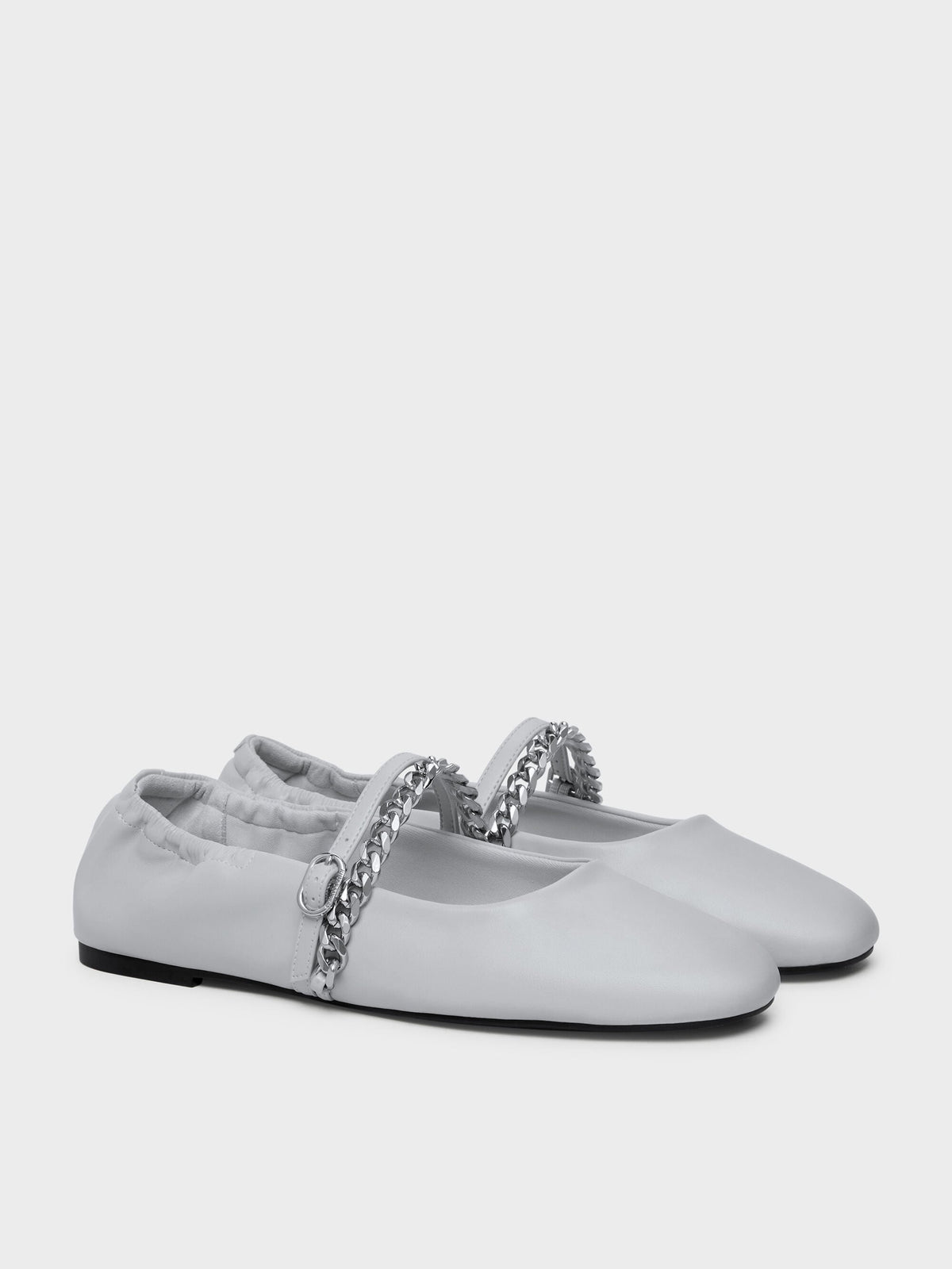 CHARLES & KEITH Top Pick / Georgie Chain Mary Jane Flats - Light Grey