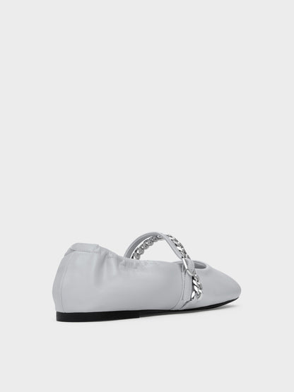 CHARLES & KEITH Top Pick / Georgie Chain Mary Jane Flats - Light Grey