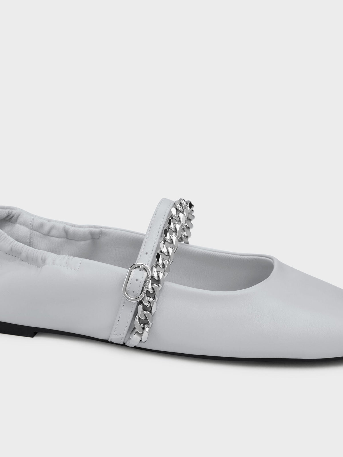 CHARLES & KEITH Top Pick / Georgie Chain Mary Jane Flats - Light Grey