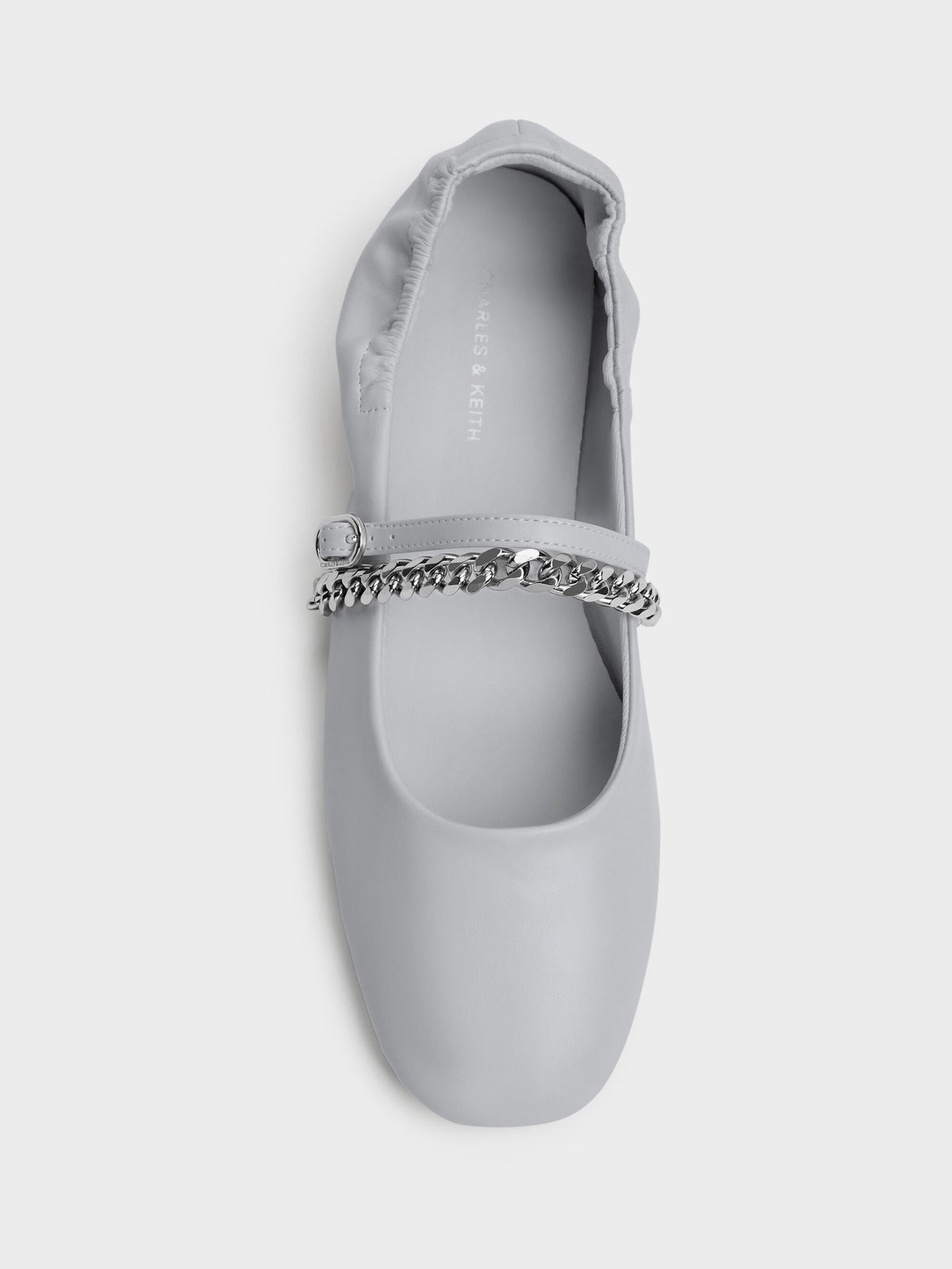 CHARLES & KEITH Top Pick / Georgie Chain Mary Jane Flats - Light Grey