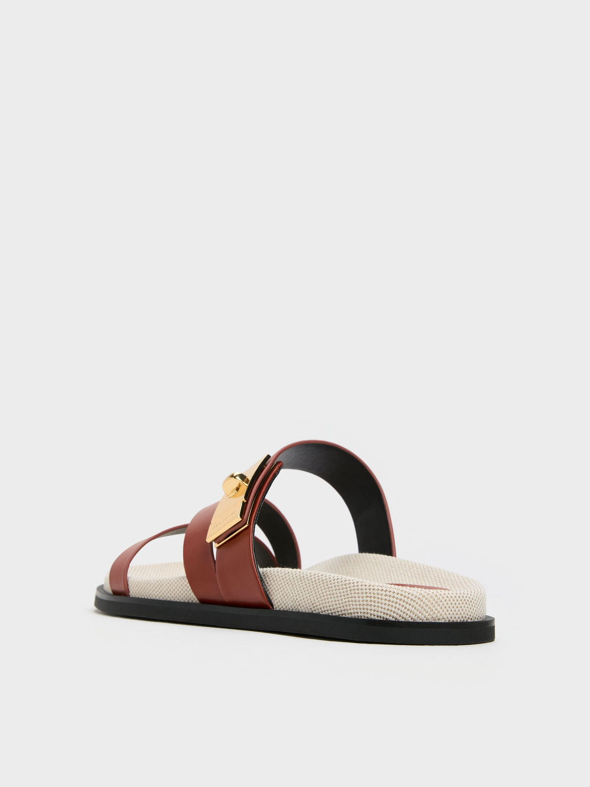 CHARLES & KEITH Top Pick / Aelin Canvas Metallic-Buckle Strappy Sandals - Multi