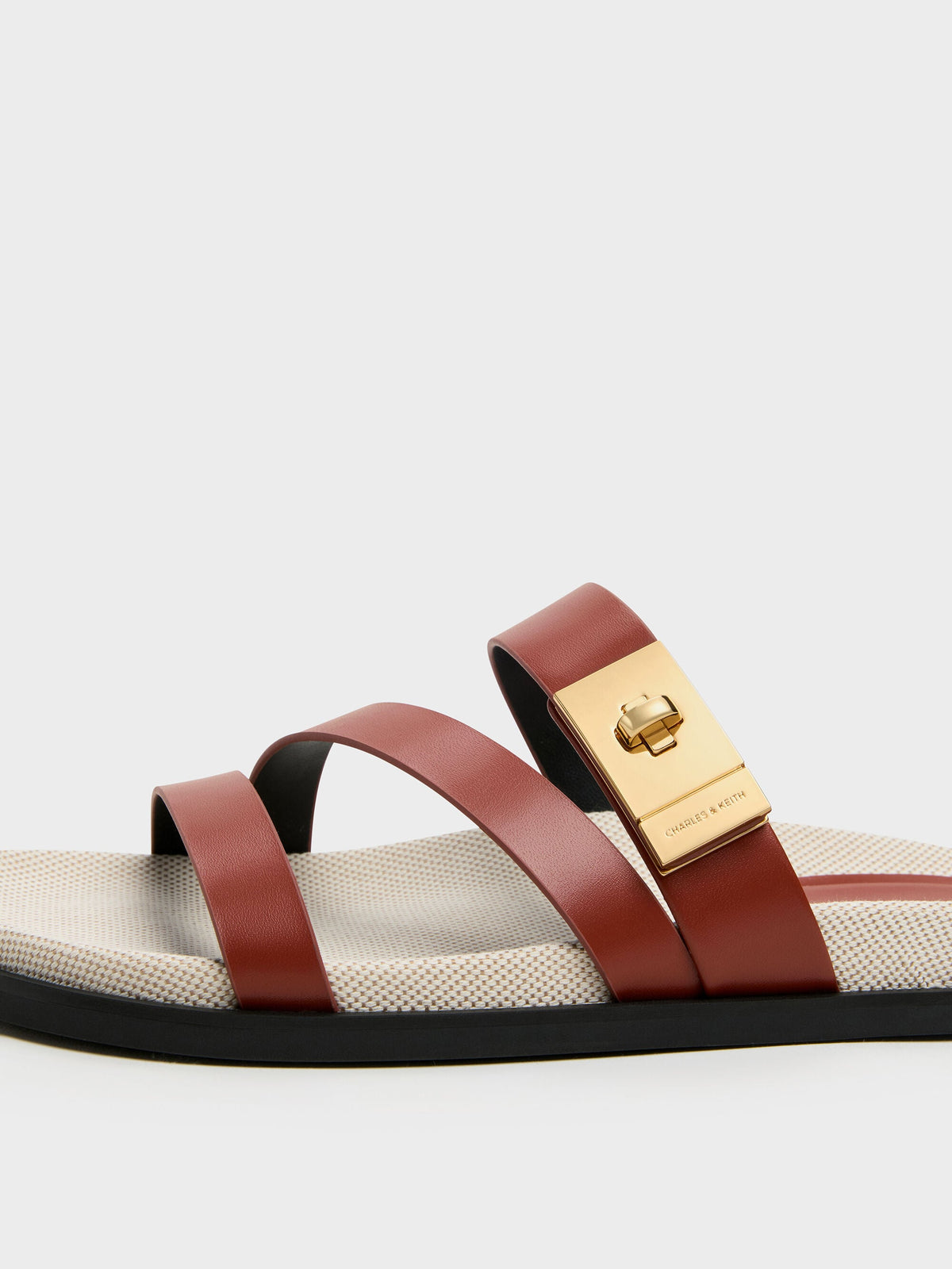 CHARLES & KEITH Top Pick / Aelin Canvas Metallic-Buckle Strappy Sandals - Multi