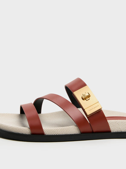 CHARLES & KEITH Top Pick / Aelin Canvas Metallic-Buckle Strappy Sandals - Multi
