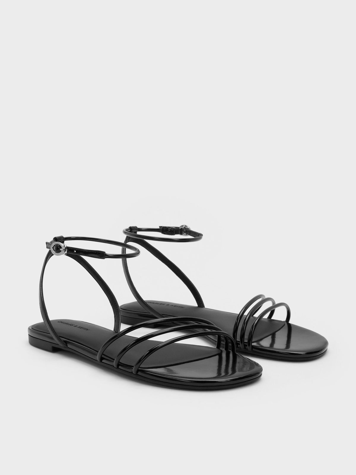 CHARLES & KEITH Smart Buy / Triple-Strap Sandals - Black Box