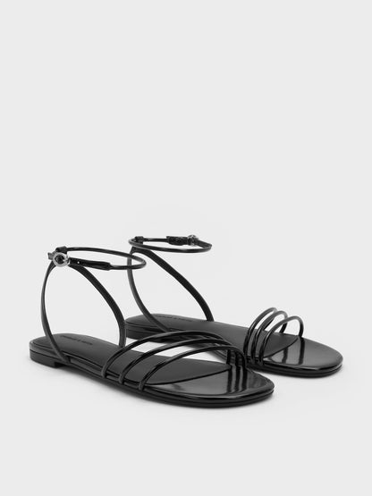 CHARLES & KEITH Smart Buy / Triple-Strap Sandals - Black Box