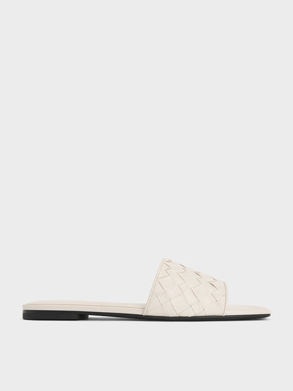 CHARLES & KEITH Exclusive / Ivette Woven Slide Sandals - Chalk