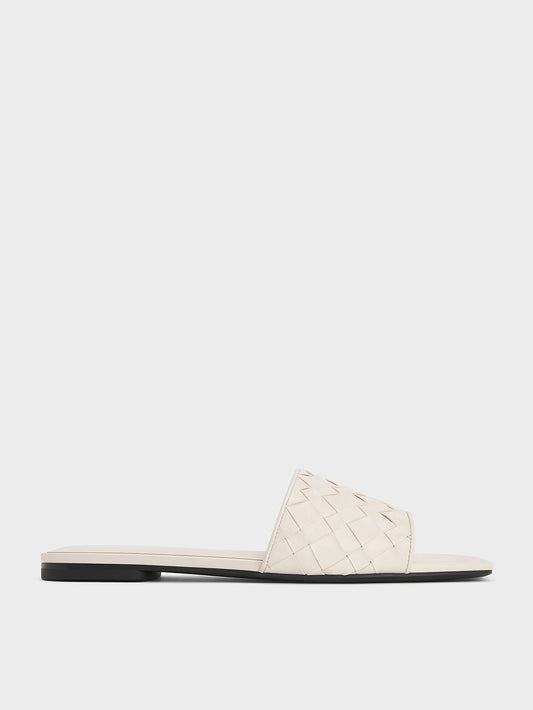 CHARLES & KEITH Exclusive / Ivette Woven Slide Sandals - Chalk
