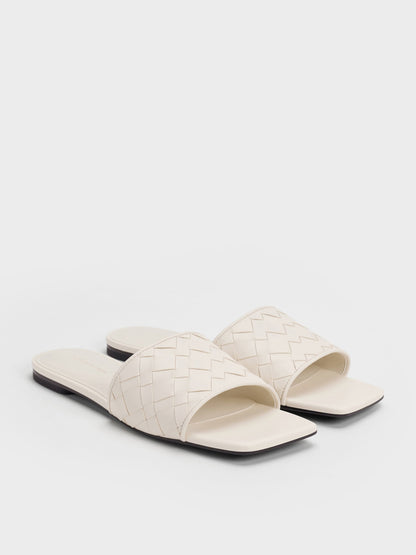 CHARLES & KEITH Exclusive / Ivette Woven Slide Sandals - Chalk