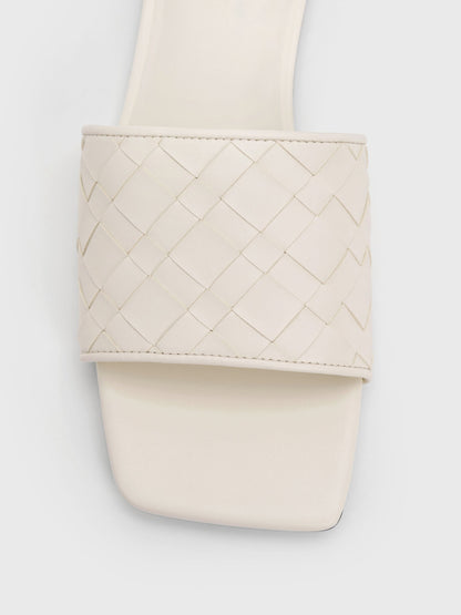 CHARLES & KEITH Exclusive / Ivette Woven Slide Sandals - Chalk