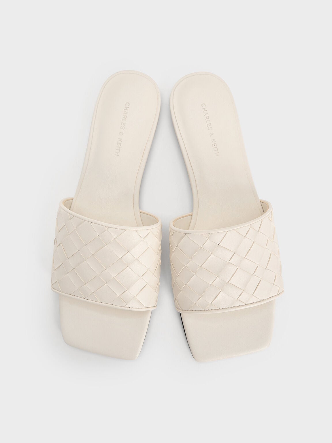 CHARLES & KEITH Exclusive / Ivette Woven Slide Sandals - Chalk