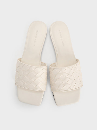 CHARLES & KEITH Exclusive / Ivette Woven Slide Sandals - Chalk