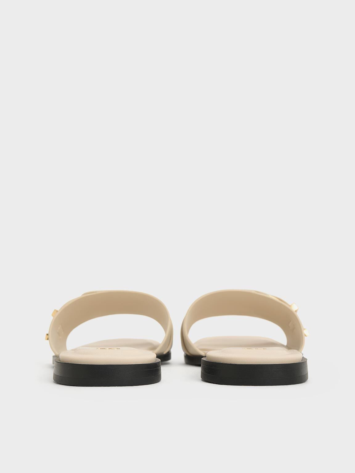 CHARLES & KEITH Latest / Whitney Leather Slide Sandals - Chalk