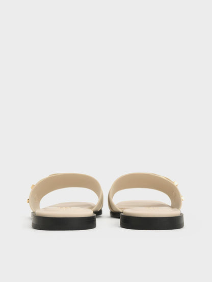 CHARLES & KEITH Latest / Whitney Leather Slide Sandals - Chalk